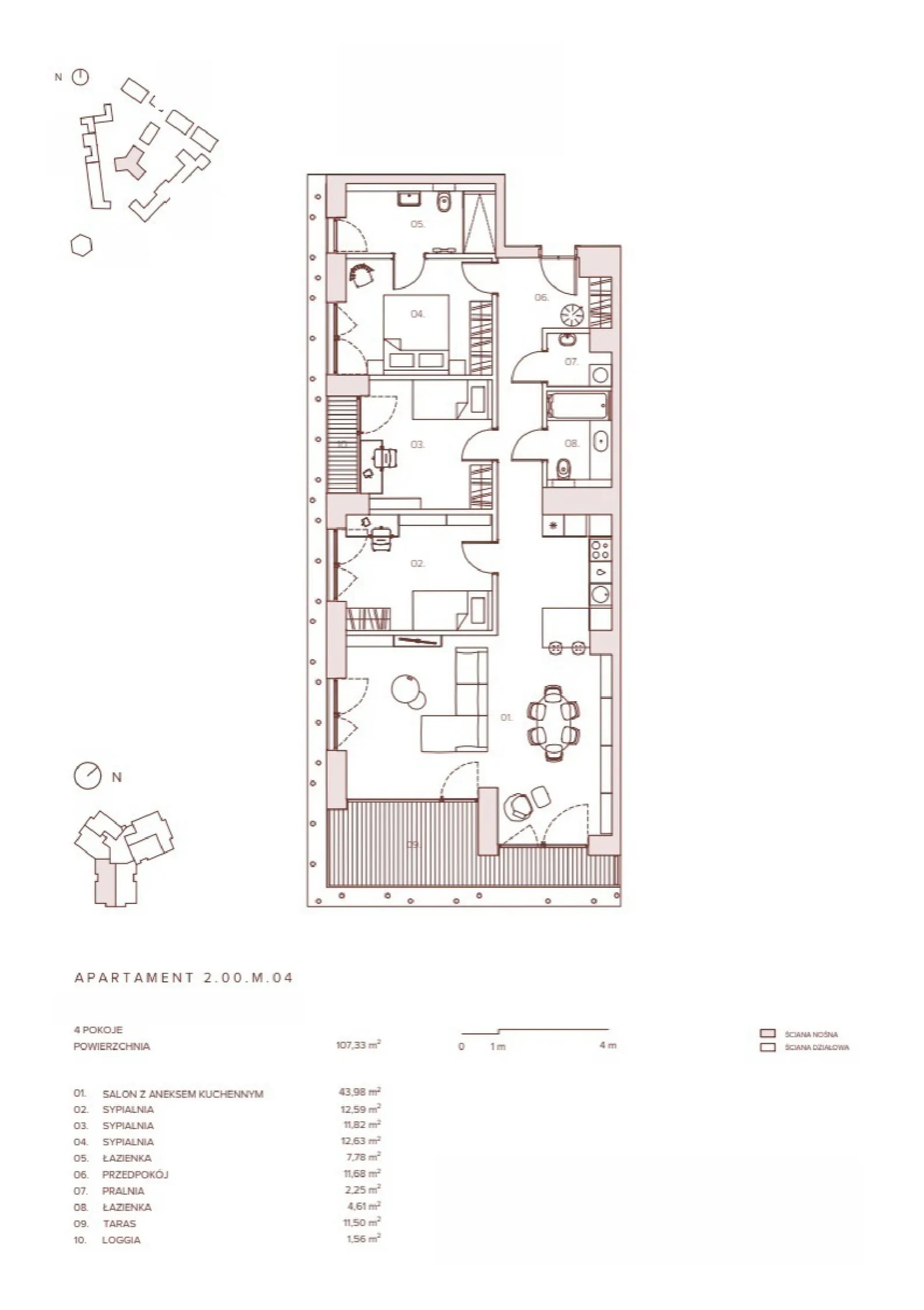 Floor plan: Apartment no. 2.00.M.04