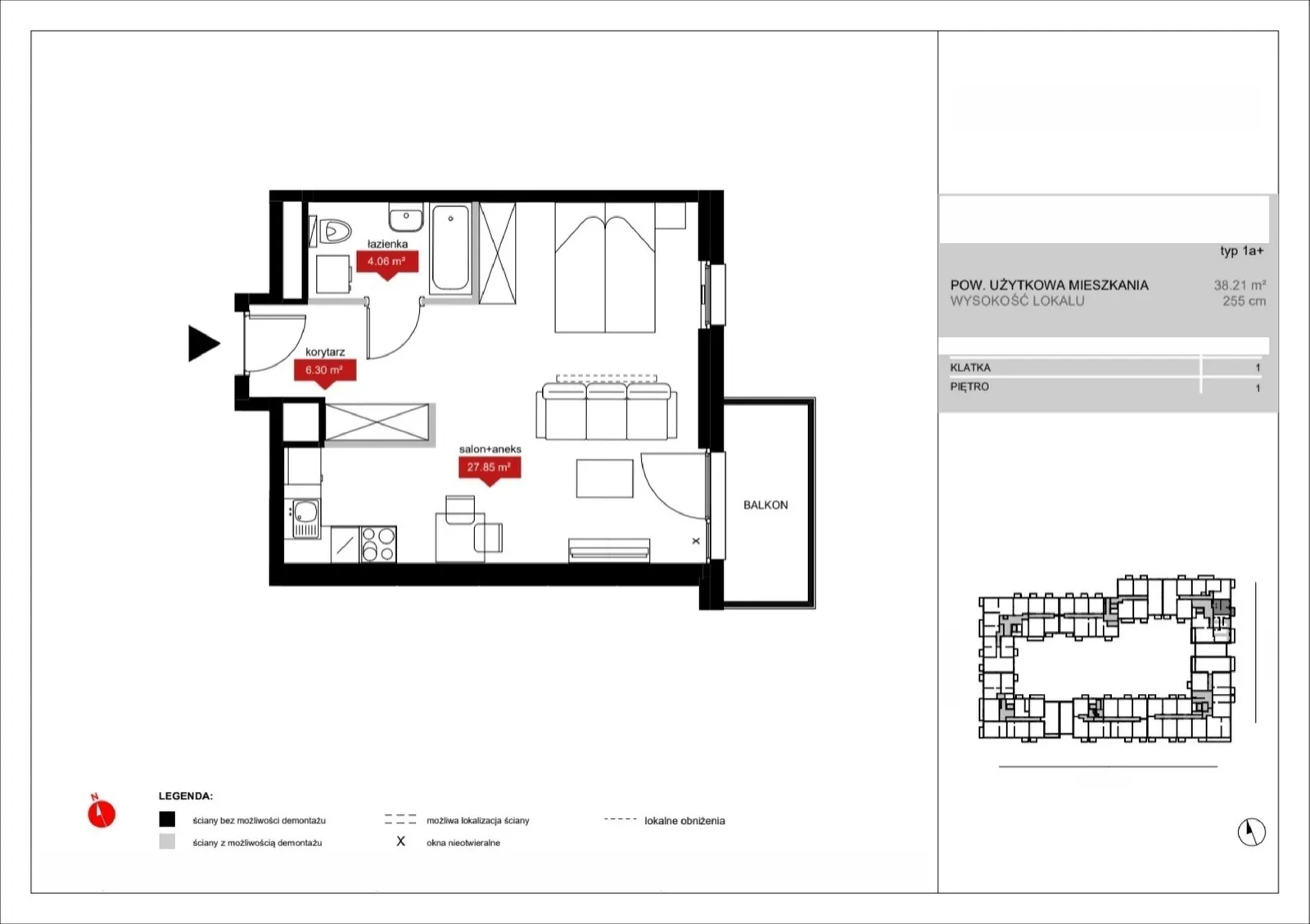 Floor plan: Lokal A1 11, 1 pok.