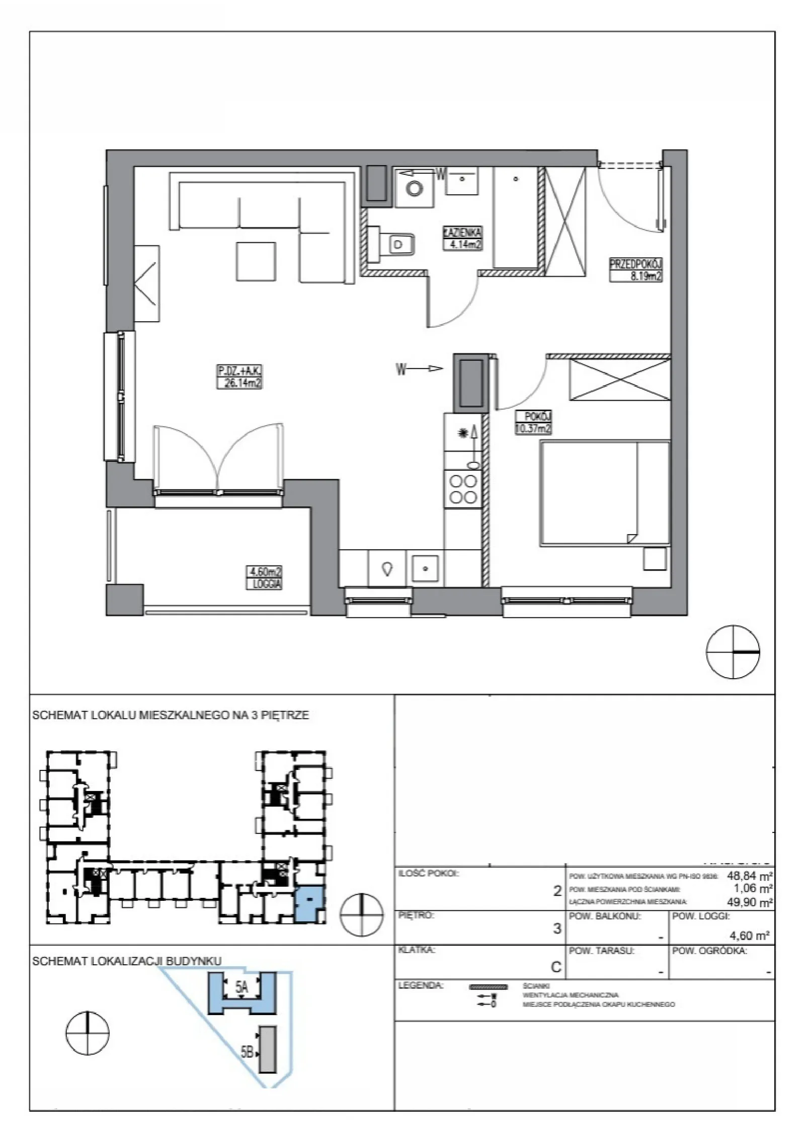 Floor plan: Apartment no. KR5/C/3/3