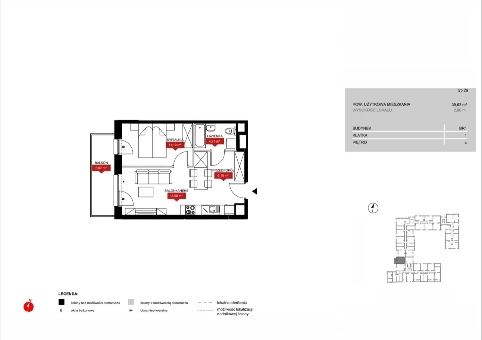 Floor plan: Lokal BR11 43, 2 pok.