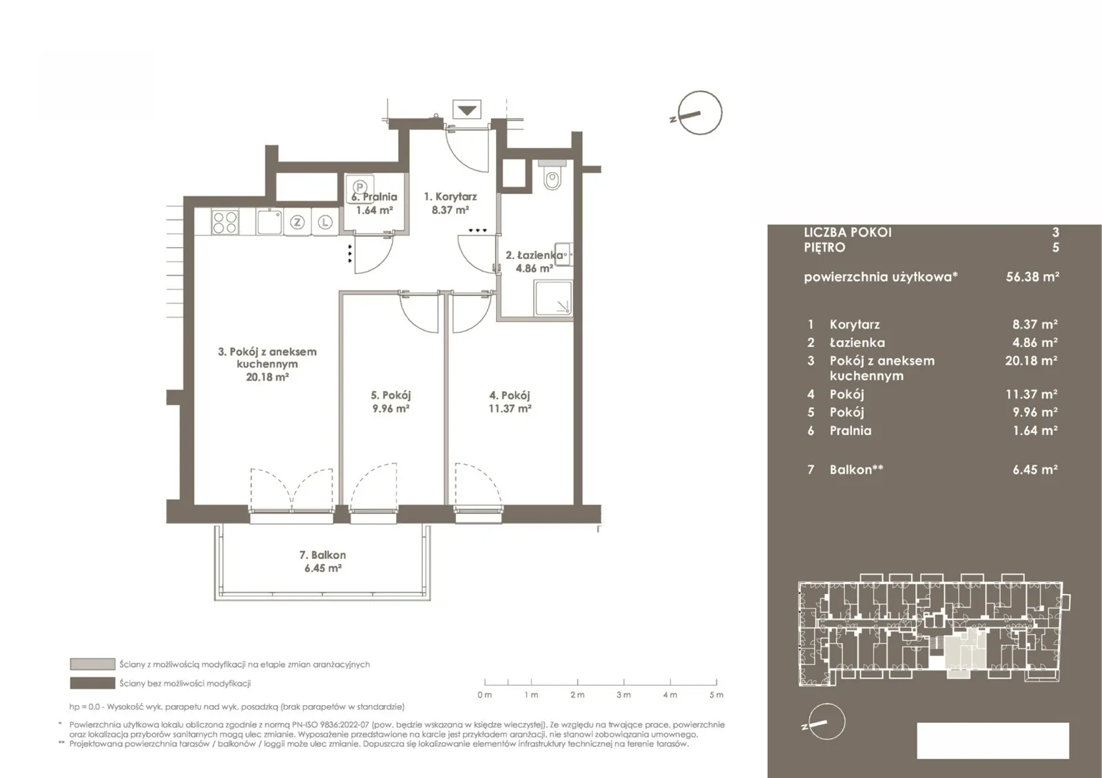 Floor plan: Apartment no. 5.L15