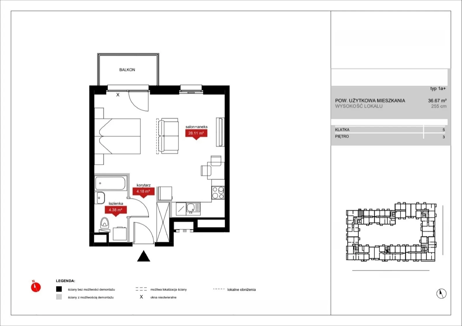 Floor plan: Lokal A5 36, 1 pok.