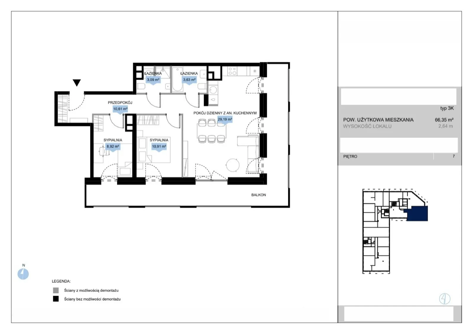Floor plan: Lokal E3 28, 3 pok.