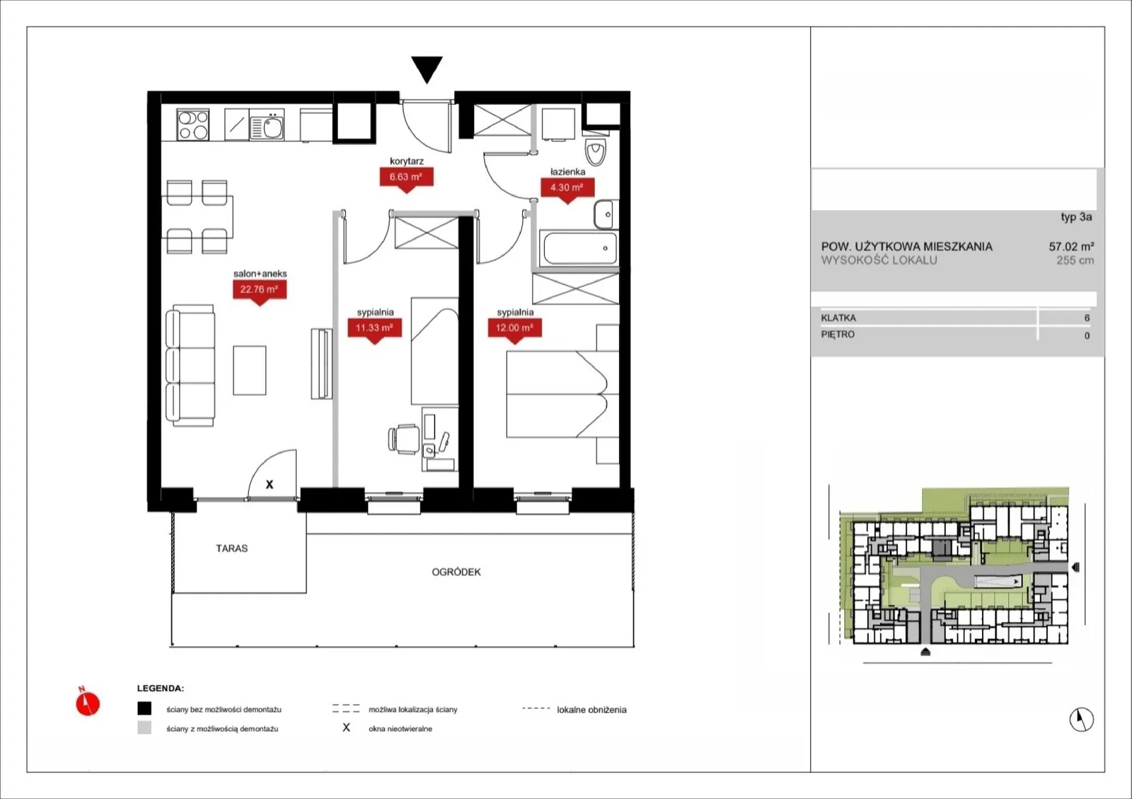 Floor plan: Lokal A6 2, 3 pok.