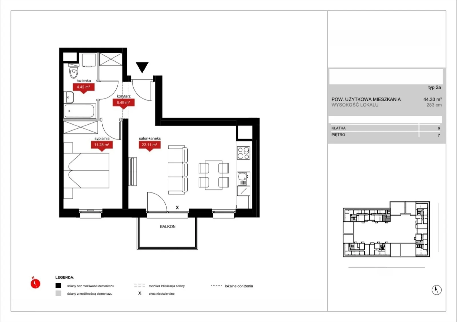 Floor plan: Lokal A6 67, 2 pok.