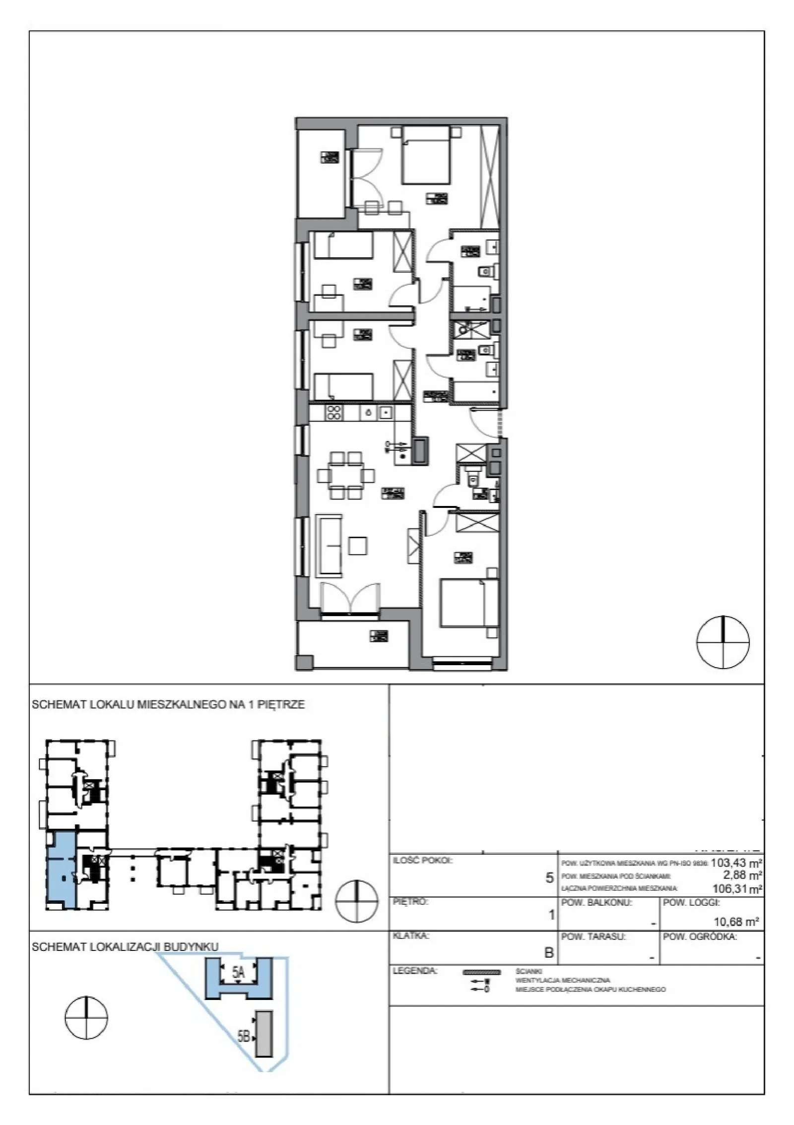 Floor plan: Apartment no. KR5/B/1/2