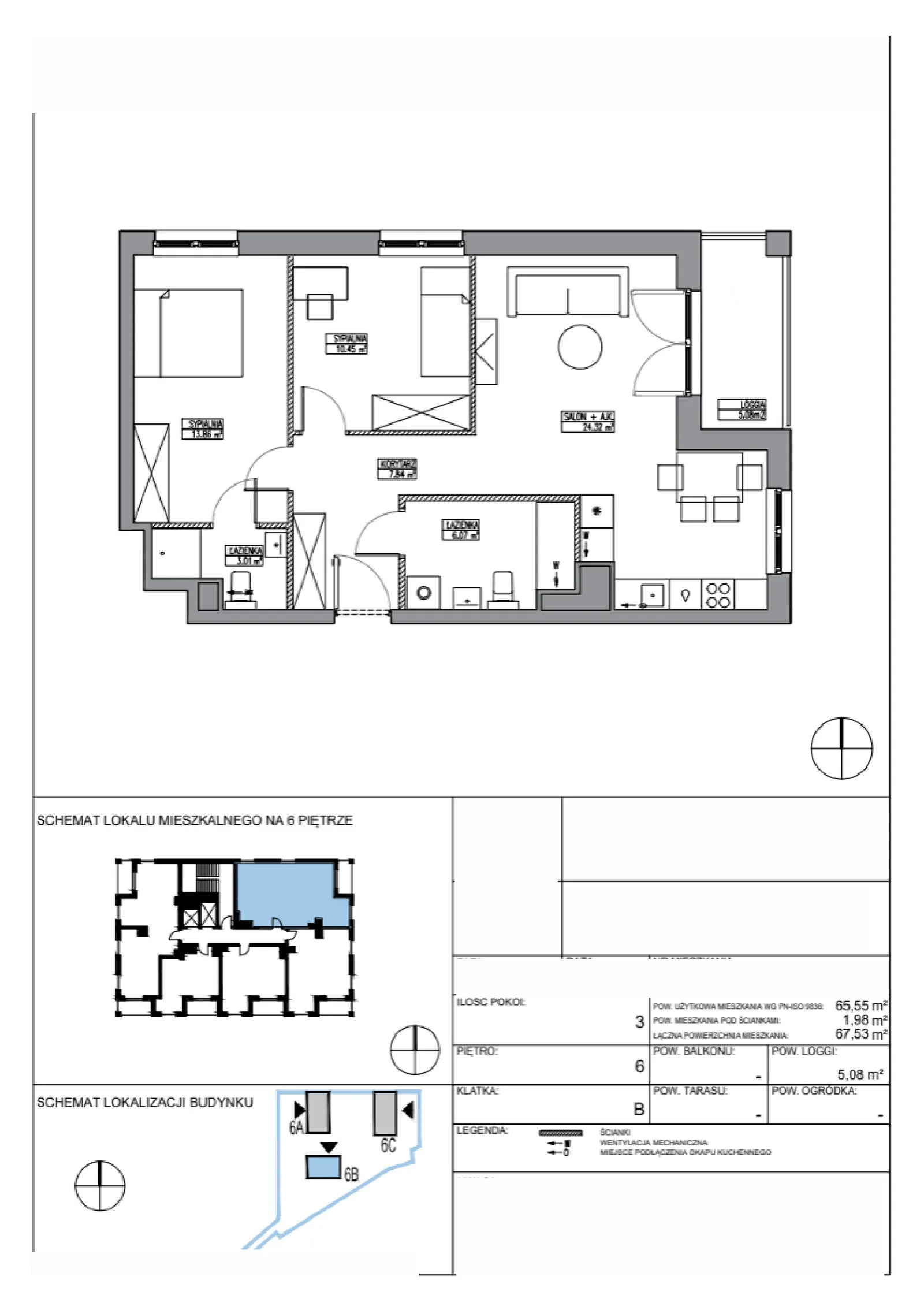 Floor plan: Apartment no. KR6/B/6/1