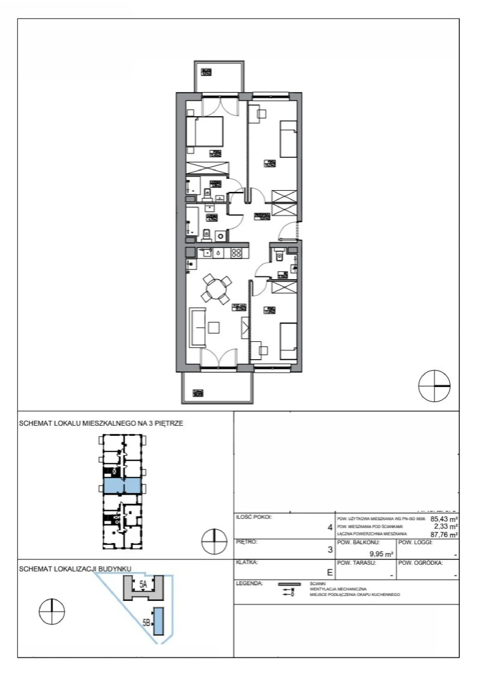 Floor plan: Apartment no. KR5/E/3/5