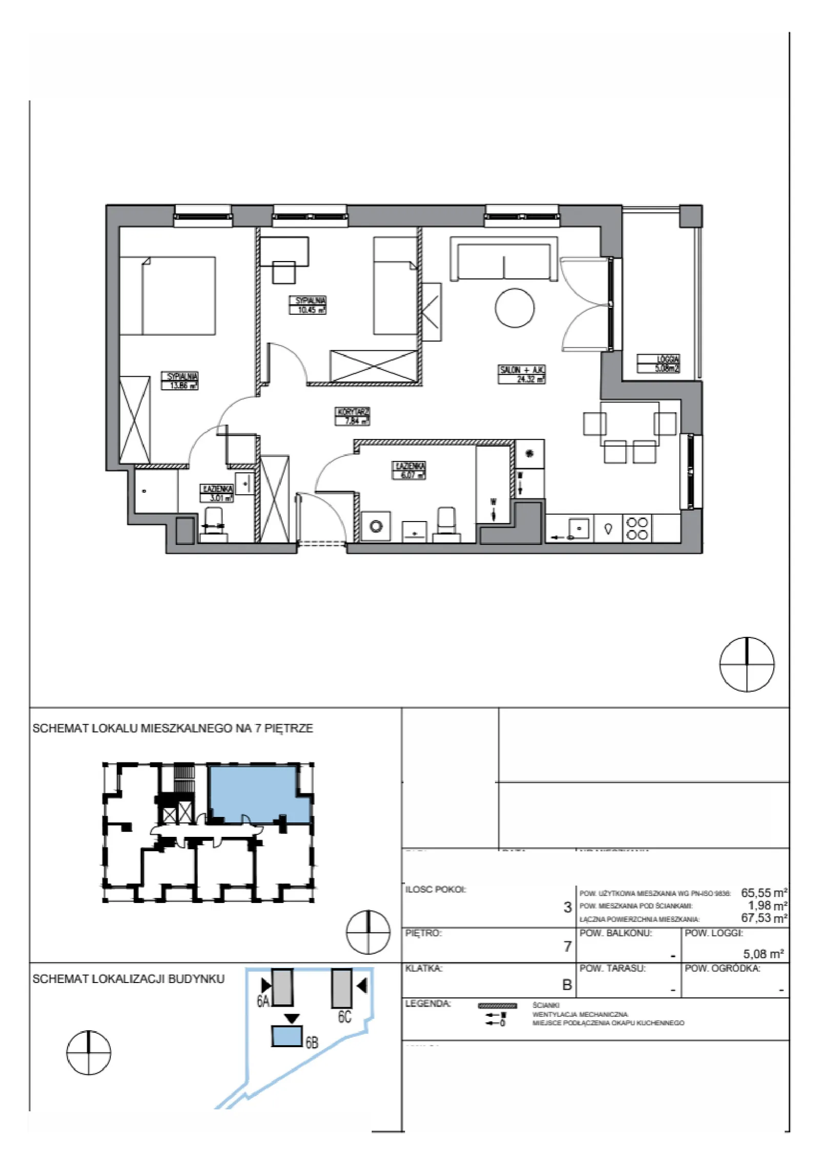 Floor plan: Apartment no. KR6/B/7/1