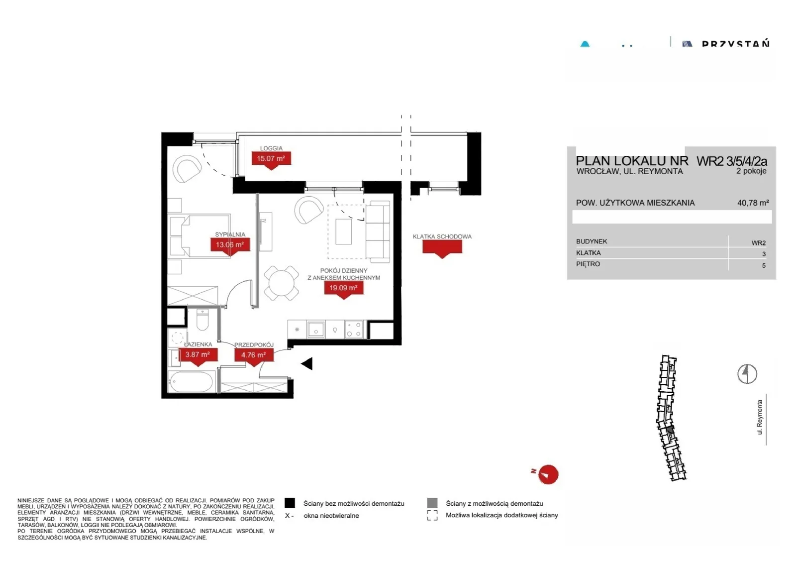 Floor plan: Lokal WR2 3/5/4/2a, 2 pok.