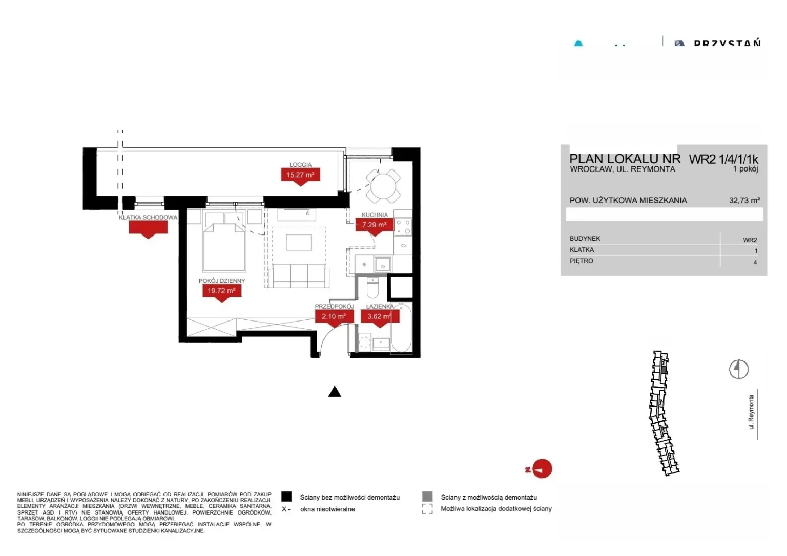 Floor plan: Lokal WR2 1/4/1/1k, 1 pok.