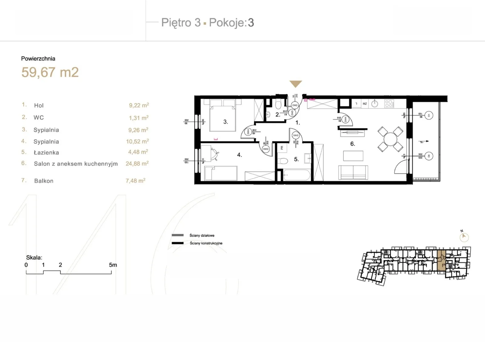 Floor plan: Apartment no. K3.13