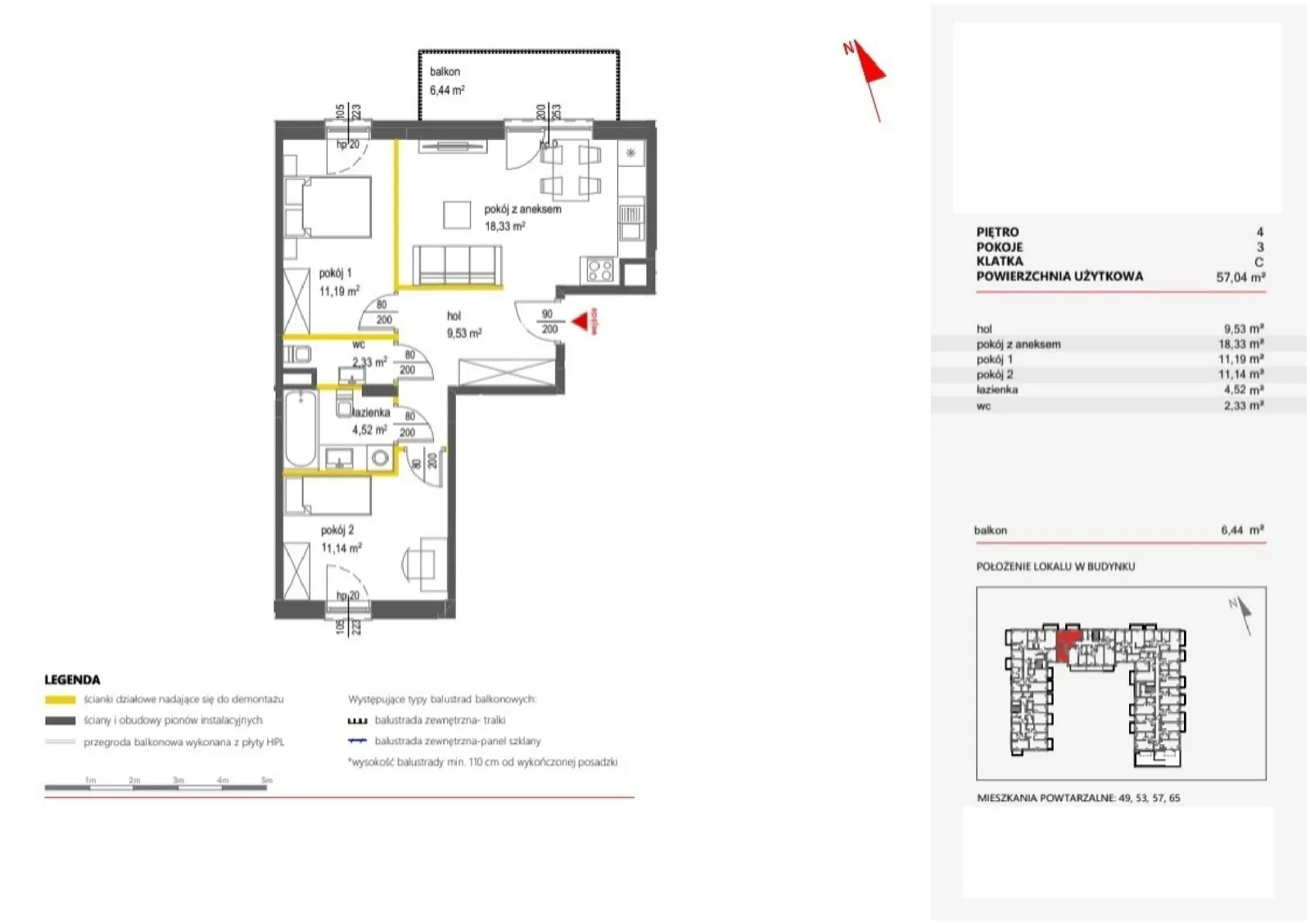 Floor plan: Apartment no. 61