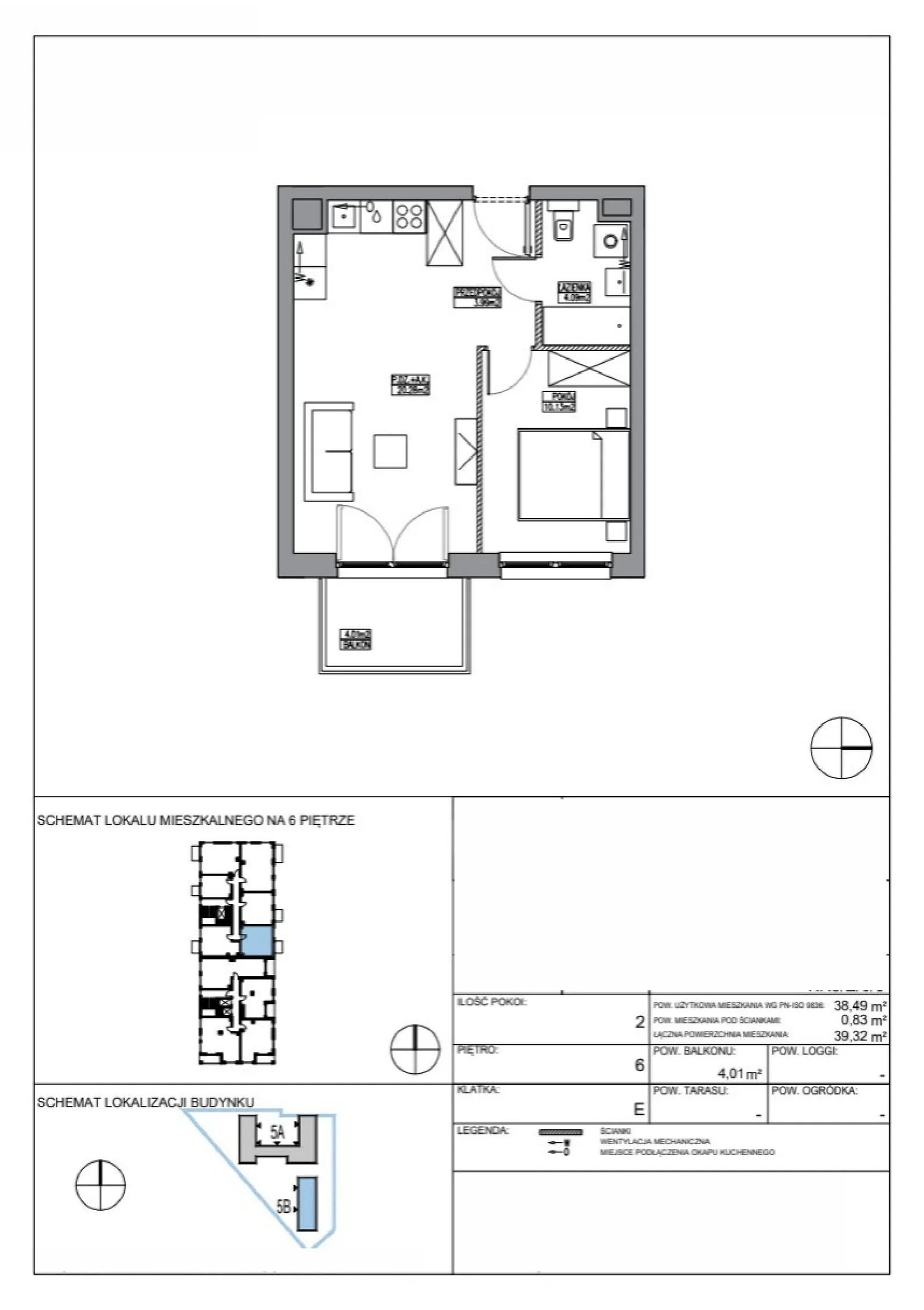 Floor plan: Apartment no. KR5/E/6/5