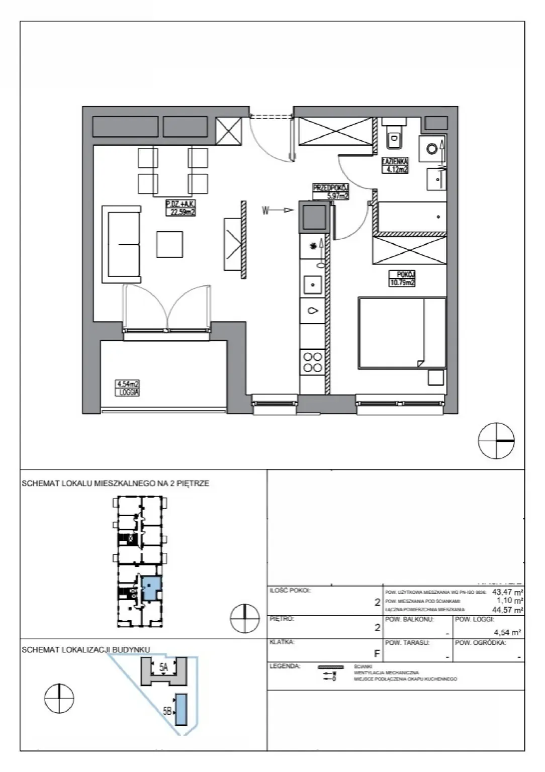 Floor plan: Apartment no. KR5/F/2/2