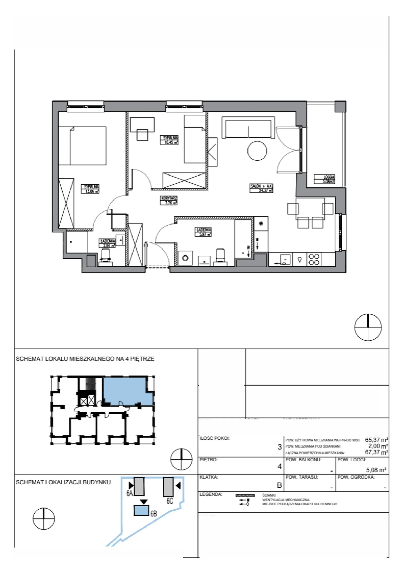 Floor plan: Apartment no. KR6/B/4/1