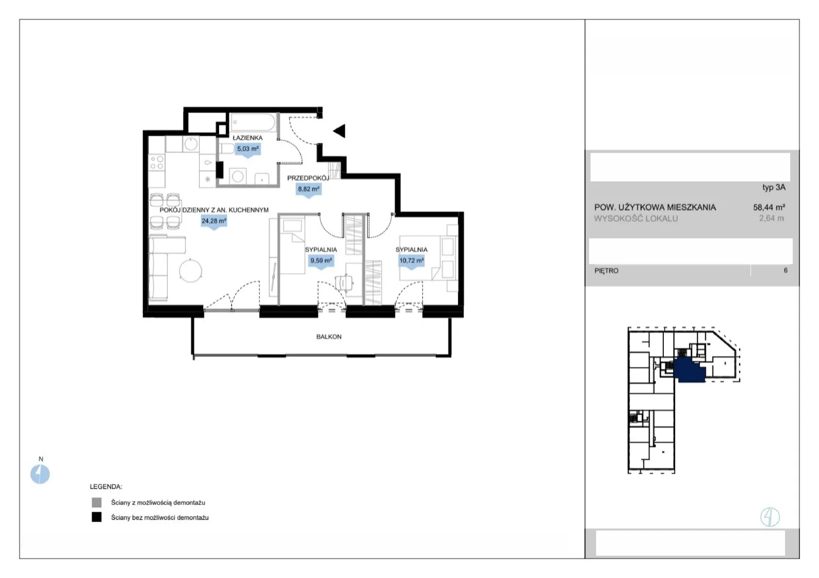 Floor plan: Lokal E3 25, 3 pok.
