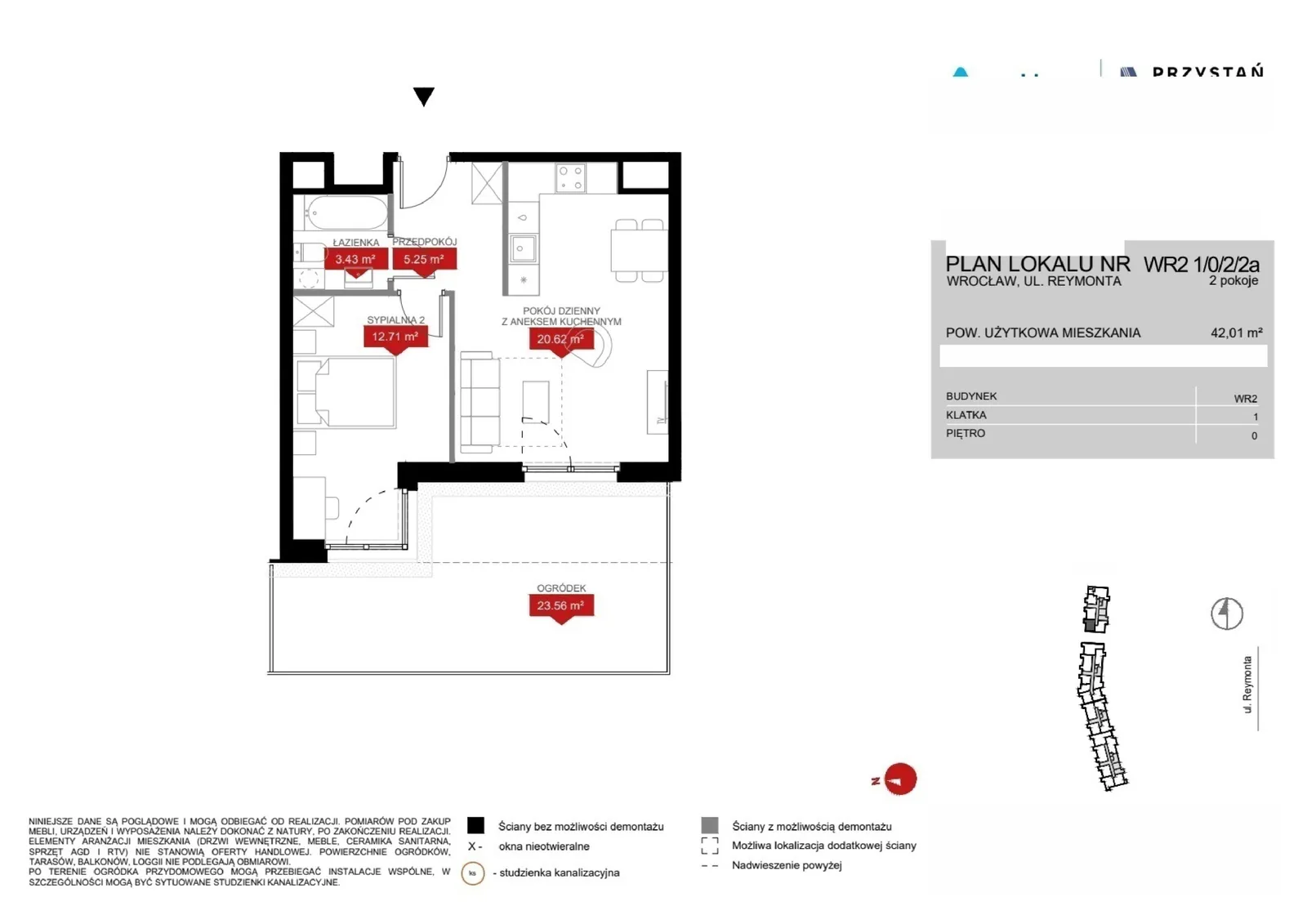 Floor plan: Lokal WR2 1/0/2/2a, 2 pok.