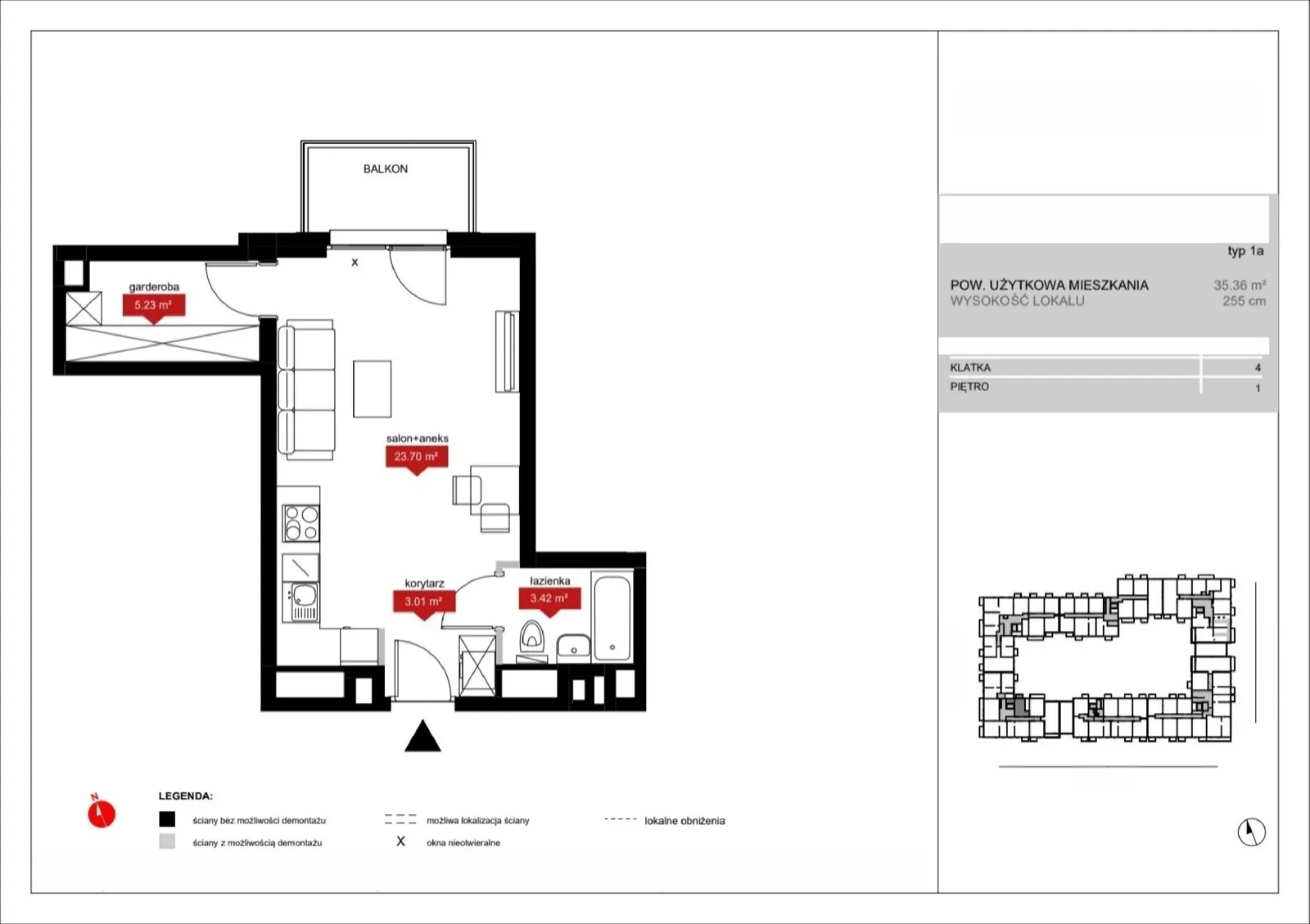 Floor plan: Lokal A4 7, 1 pok.