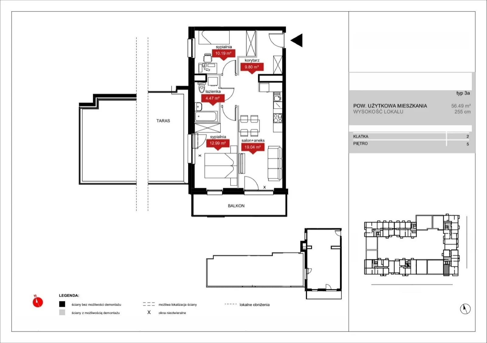 Floor plan: Lokal A2 61, 3 pok.