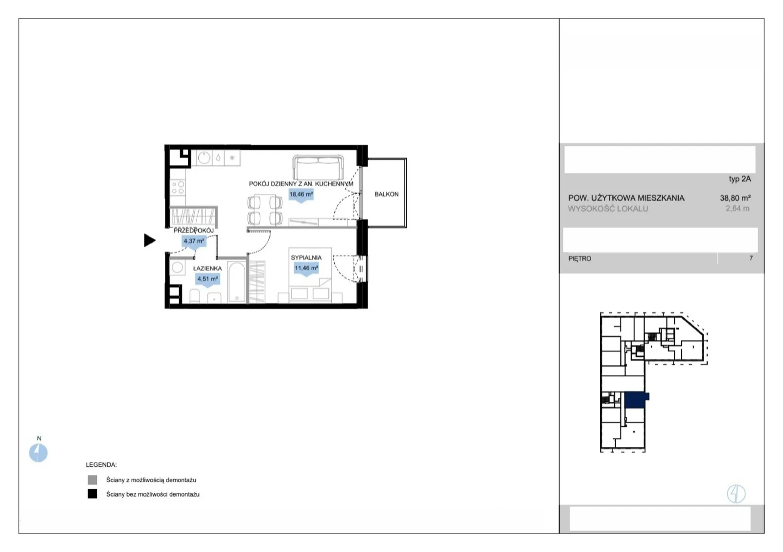 Floor plan: Lokal E1 47, 2 pok.