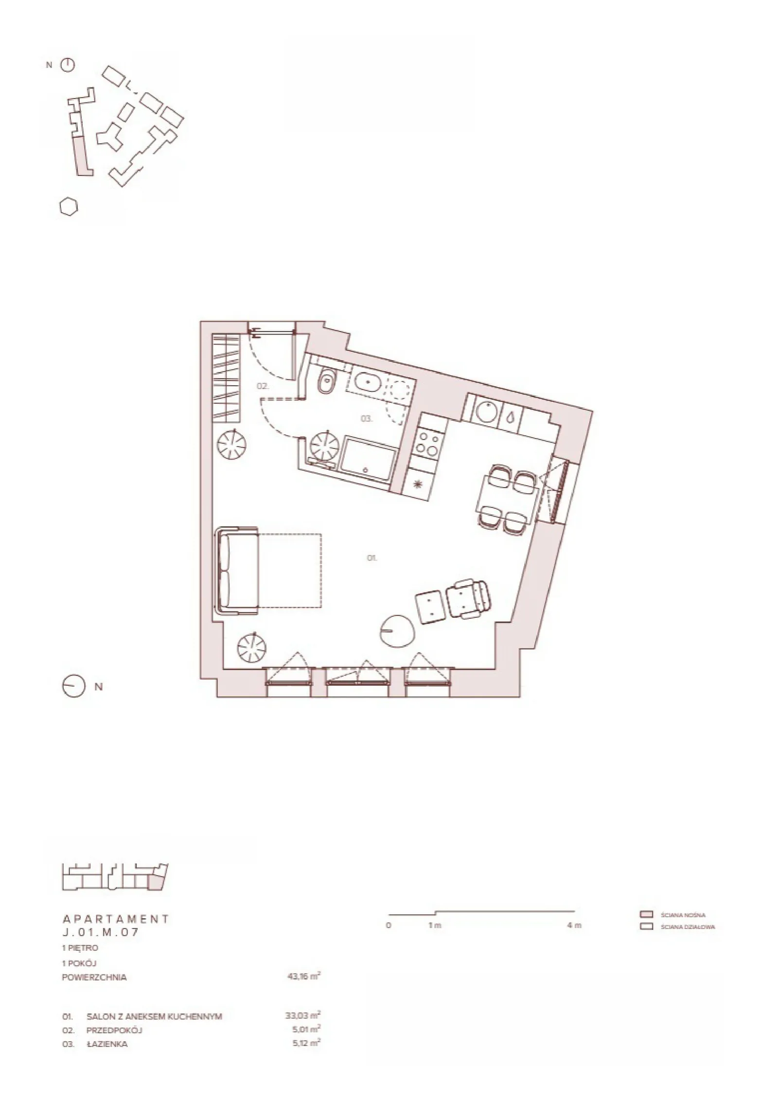 Floor plan: Apartment no. J.01.M.07