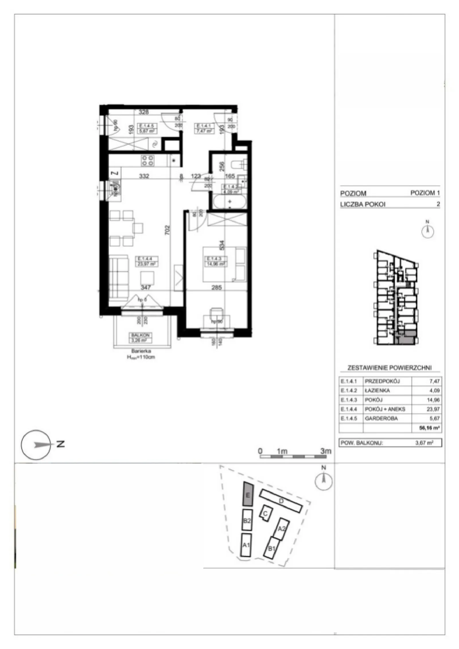 Floor plan: Apartment no. AP-E-1-04N