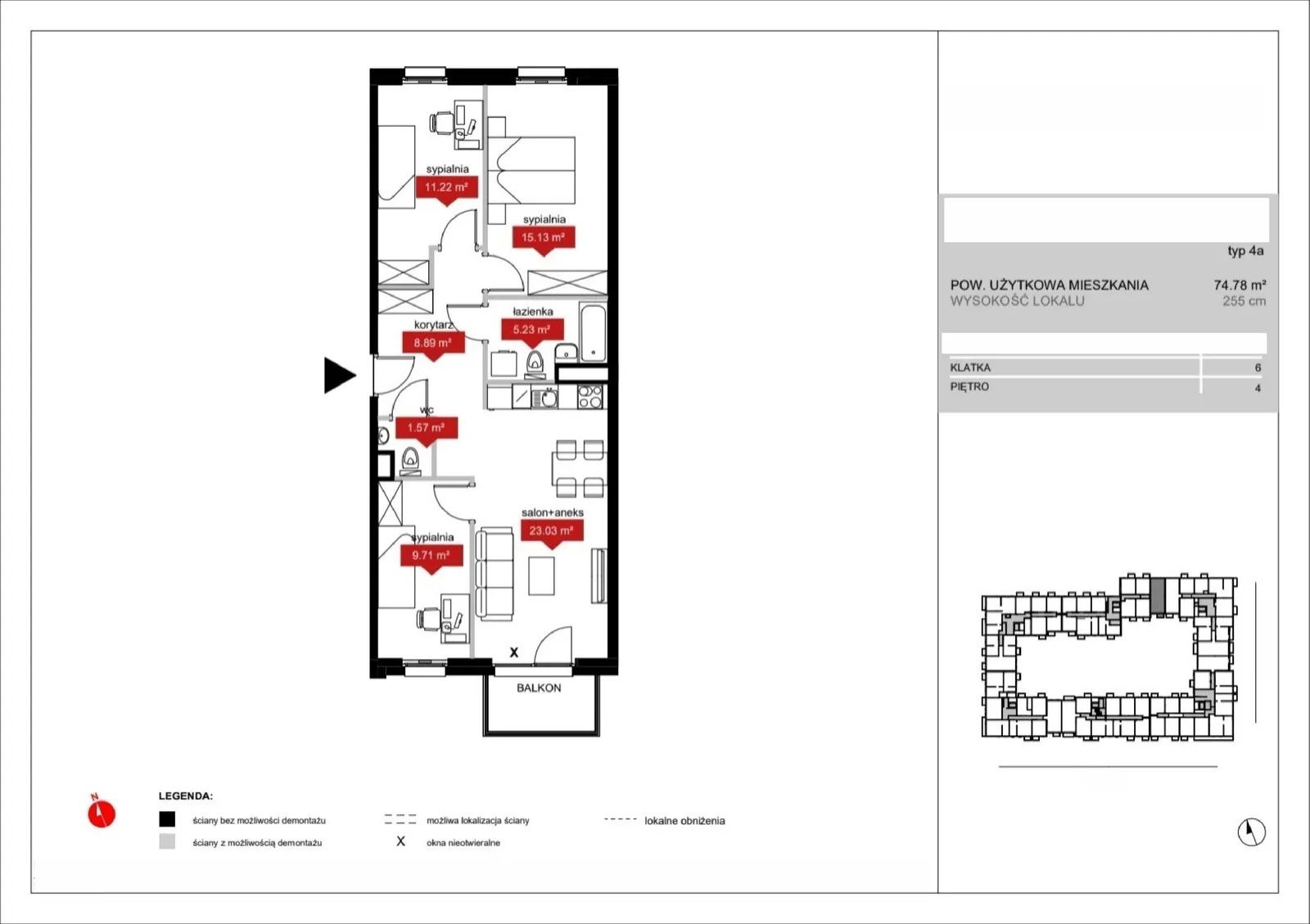 Floor plan: Lokal A6 52, 4 pok.