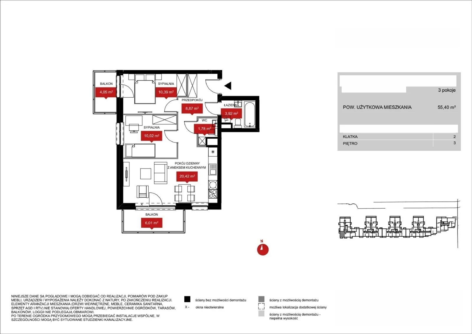 Floor plan: Lokal WR3 2/3/6/3a, 3 pok.