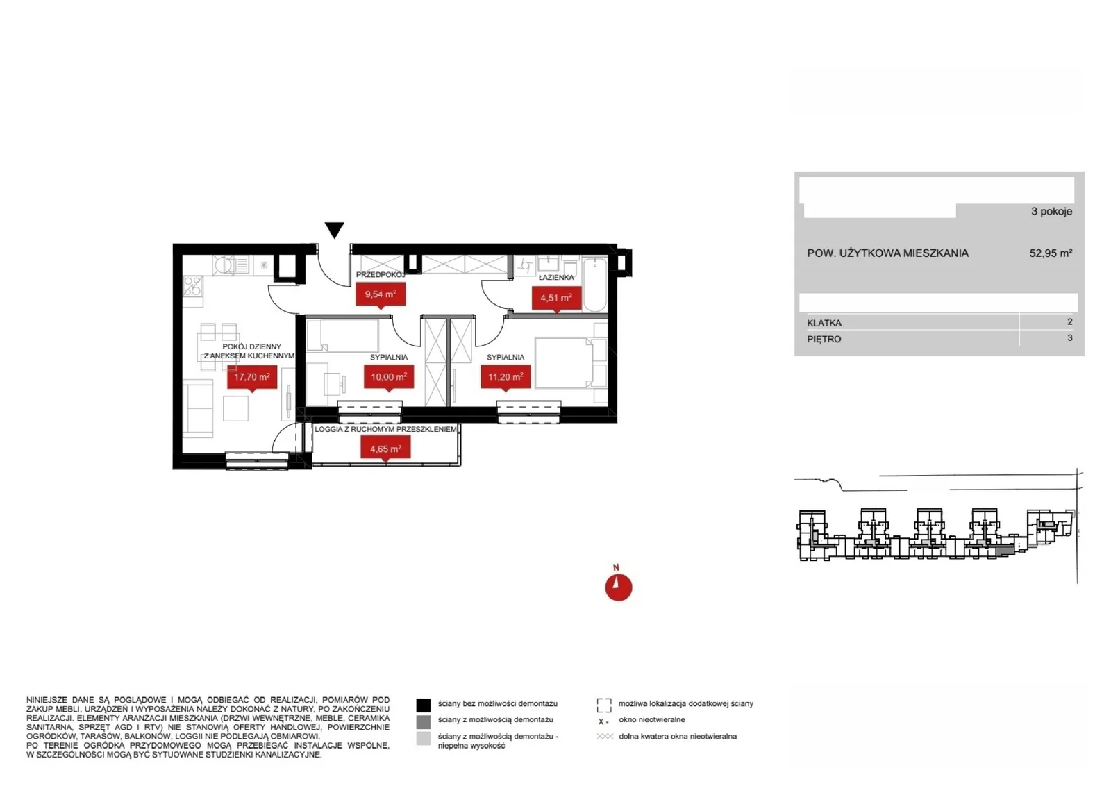 Floor plan: Lokal WR1 2/3/7/3a, 3 pok.