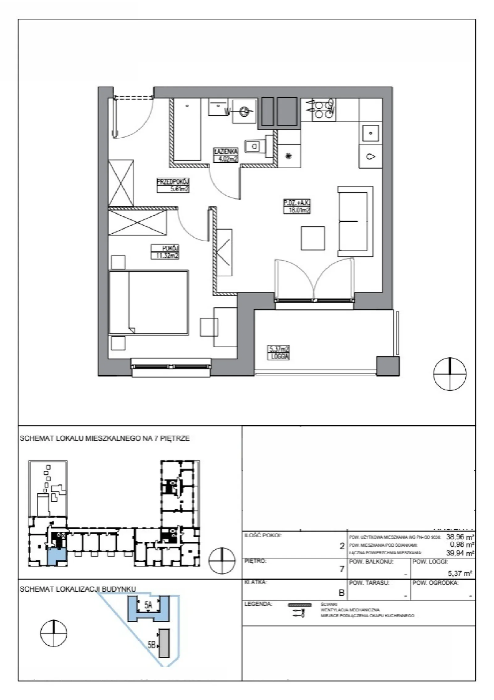 Floor plan: Apartment no. KR5/B/7/1