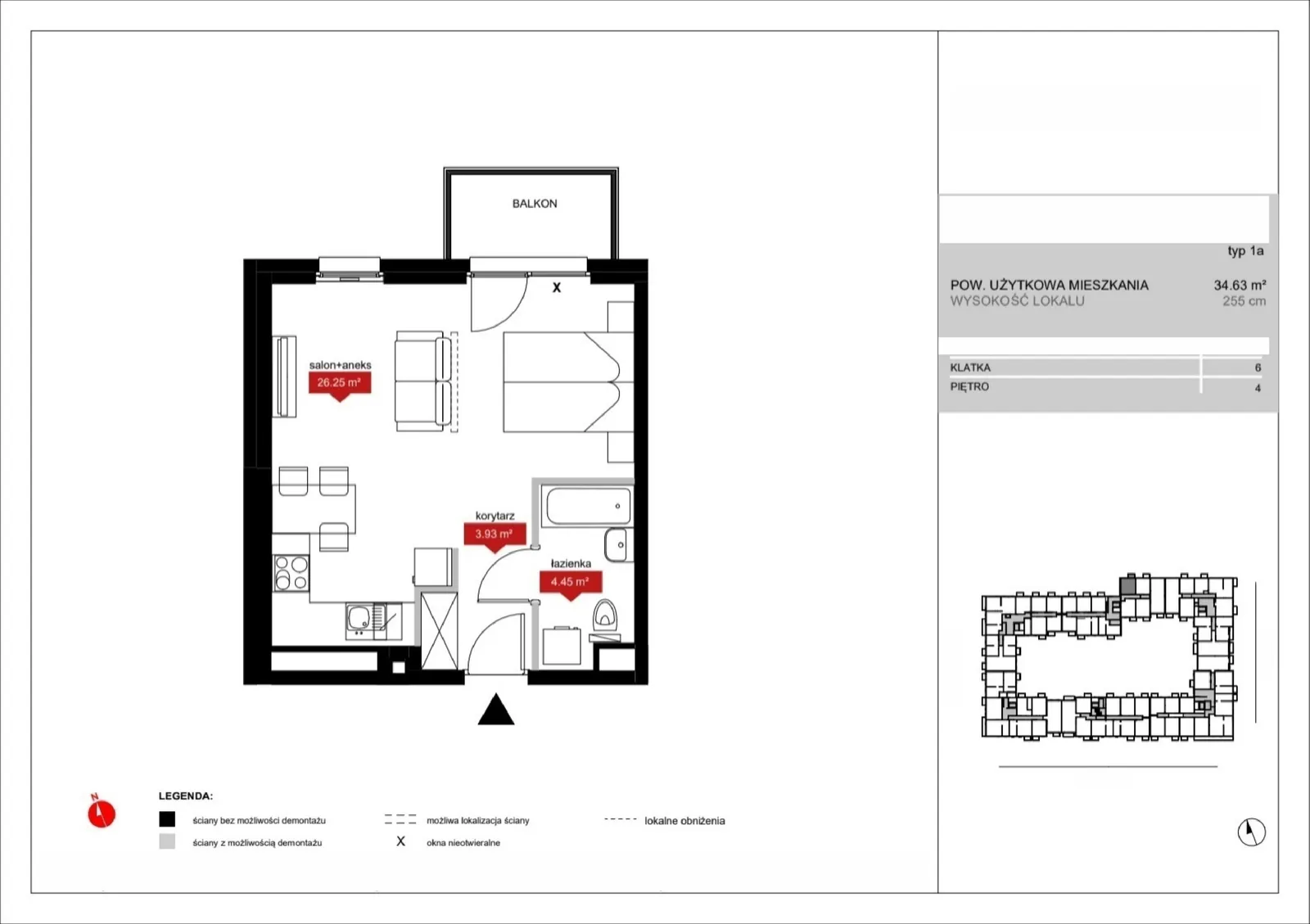Floor plan: Lokal A6 50, 1 pok.