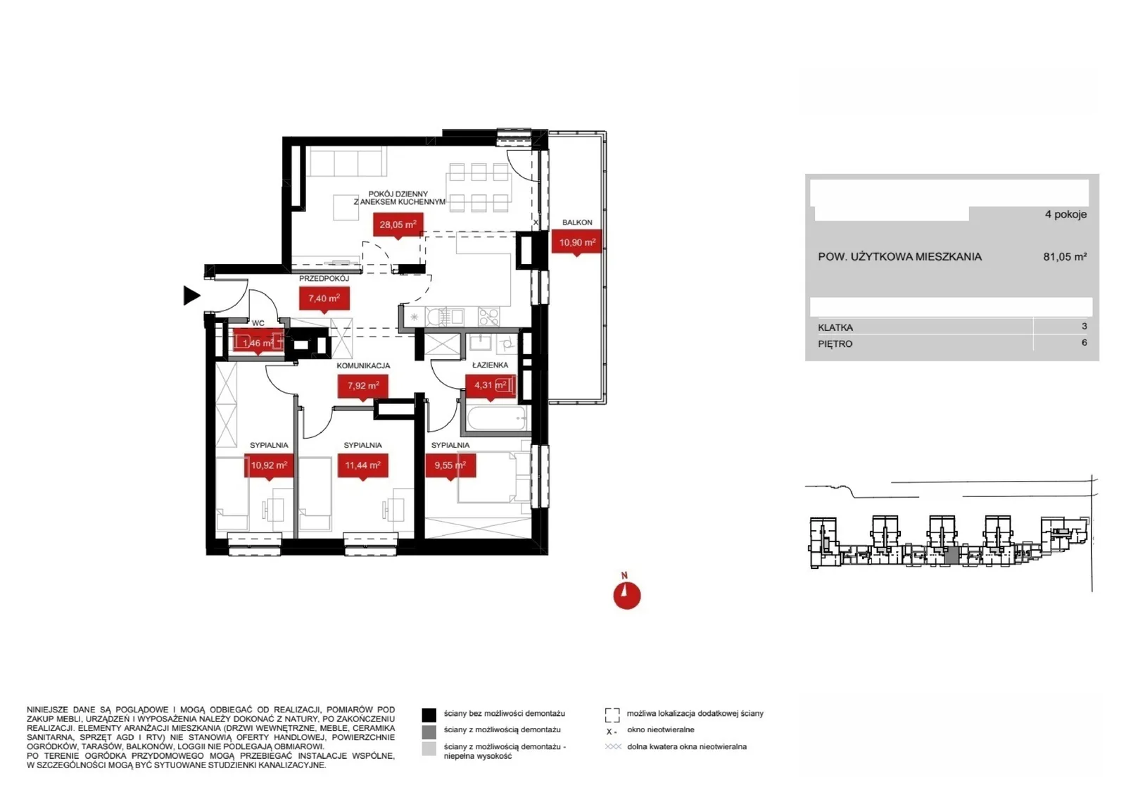 Floor plan: Lokal WR1 3/6/5/4k, 4 pok.
