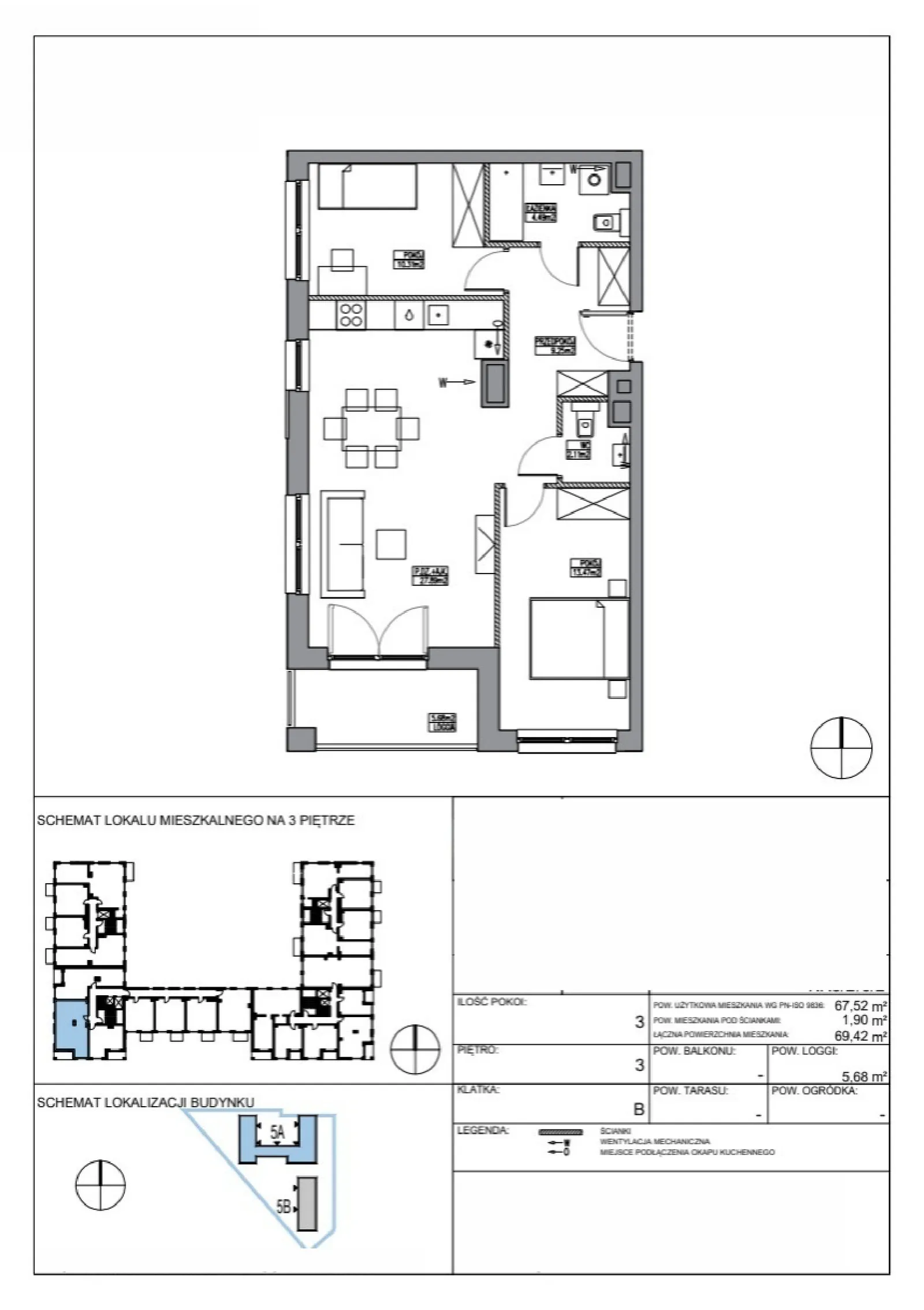 Floor plan: Apartment no. KR5/B/3/2