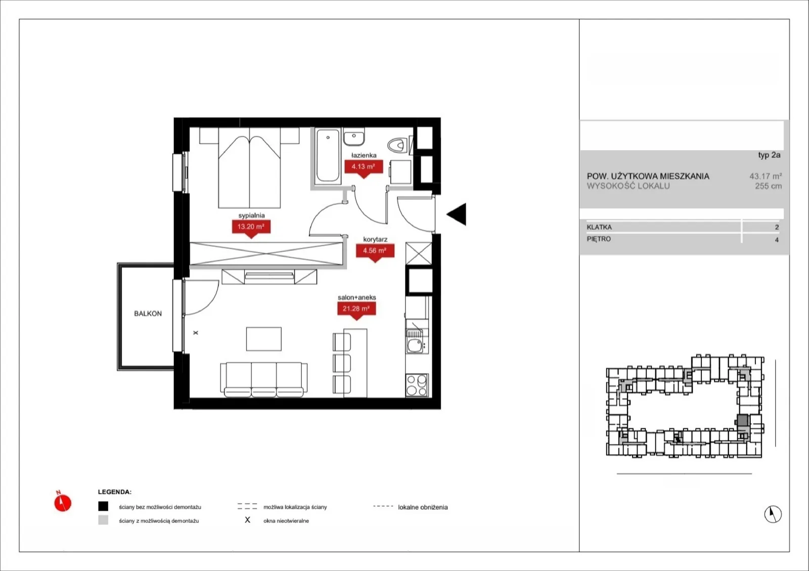 Floor plan: Lokal A2 44, 2 pok.