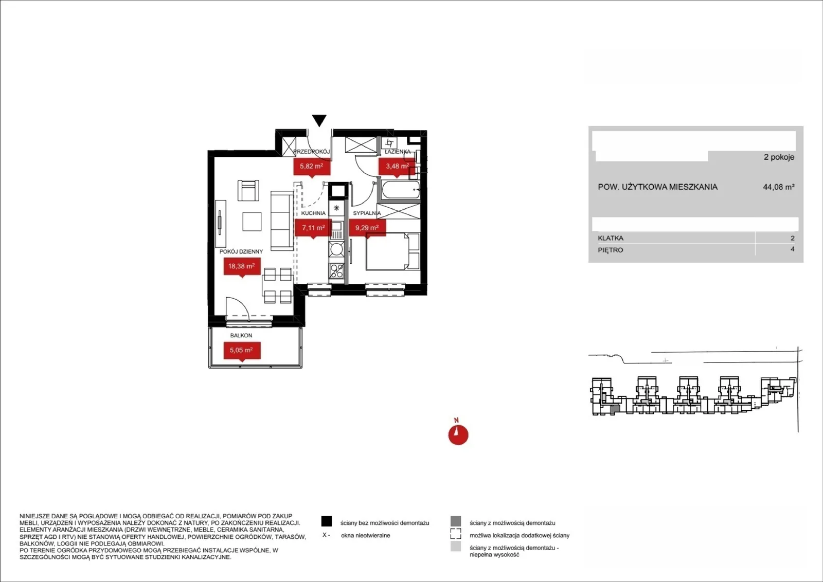 Floor plan: Lokal WR3 2/4/4/2k, 2 pok.