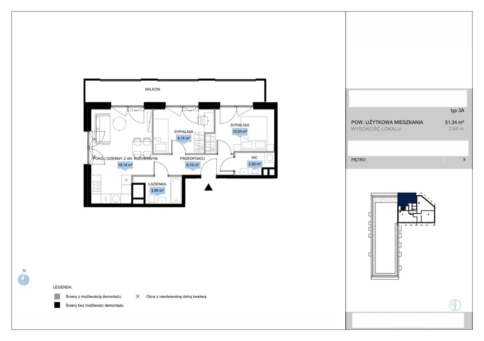 Floor plan: Lokal E3 34, 3 pok.