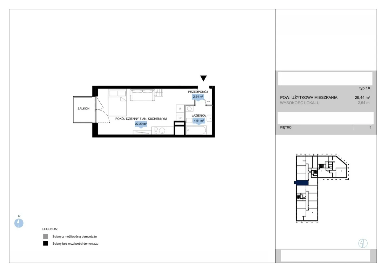 Floor plan: Lokal E2 19, 1 pok.