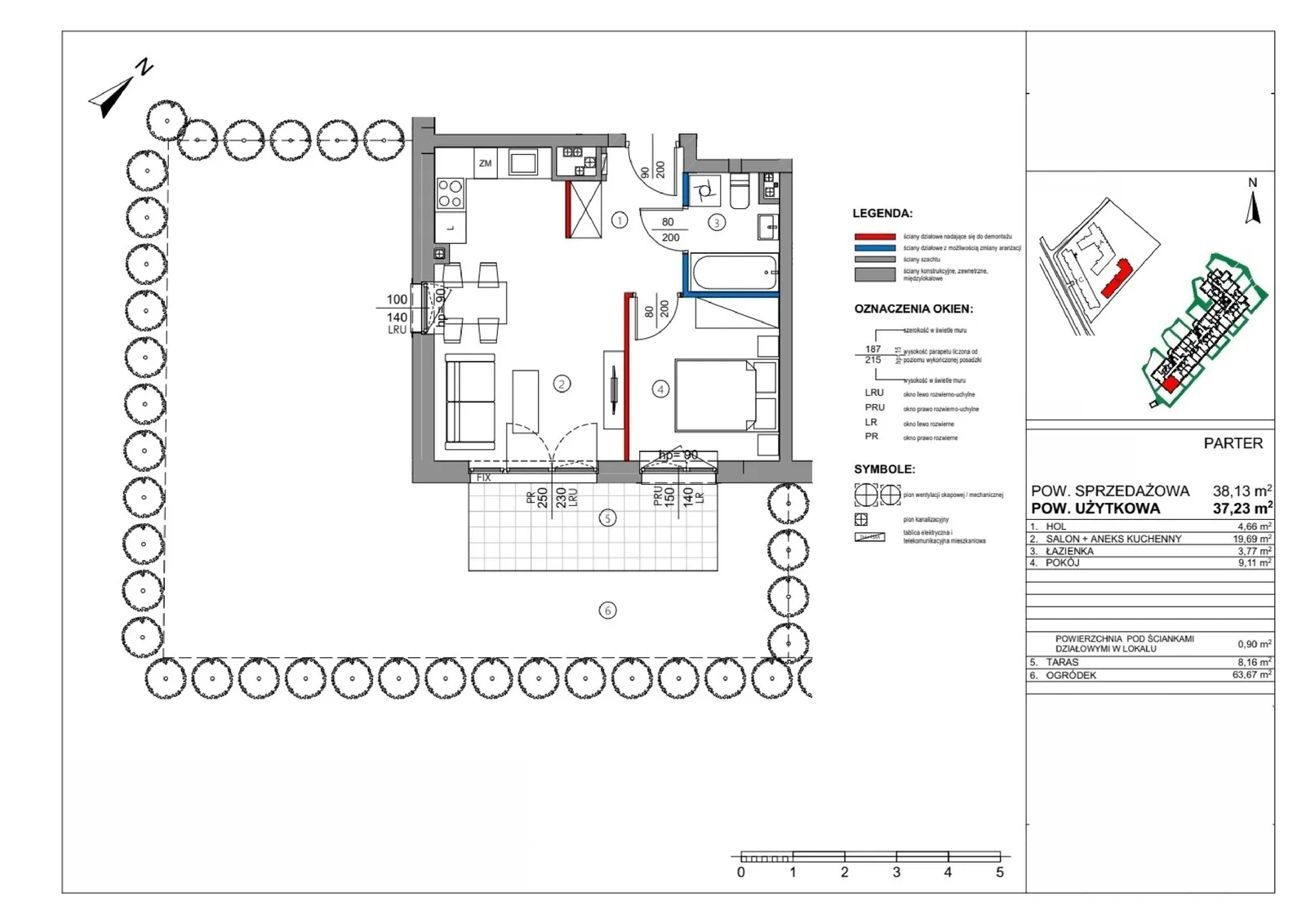 Floor plan: Apartment no. B.0.04