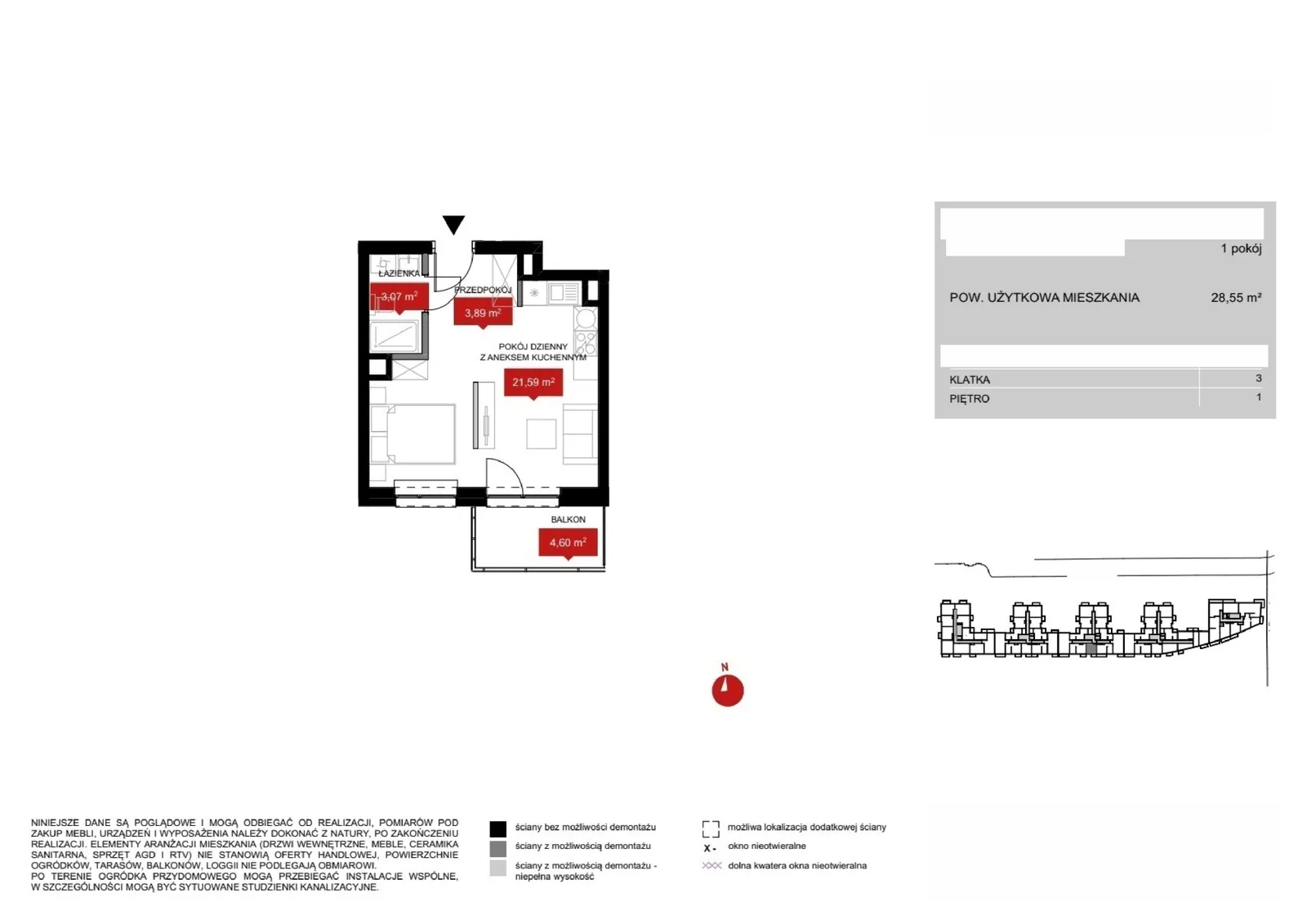 Floor plan: Lokal WR1 3/1/8/1a, 1 pok.