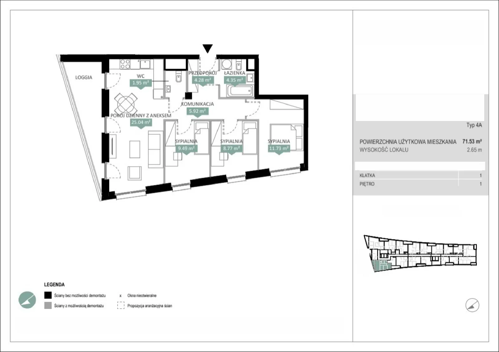 Floor plan: Lokal A1 5, 4 pok.