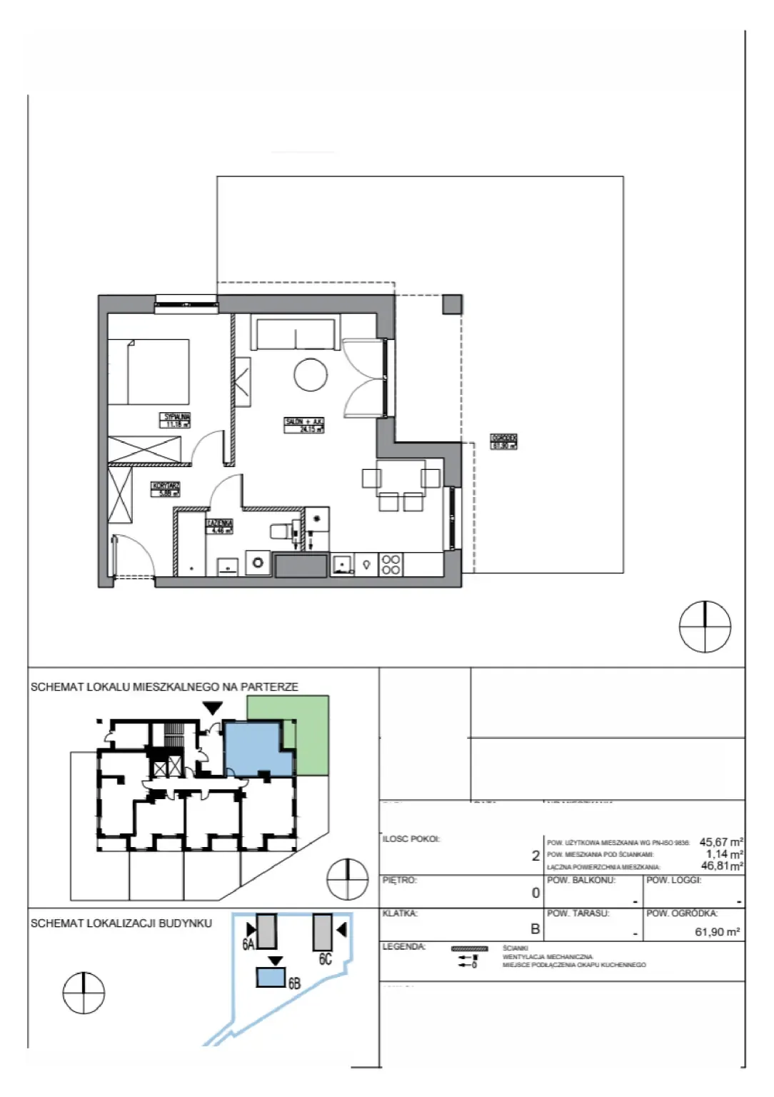 Floor plan: Apartment no. KR6/B/0/1