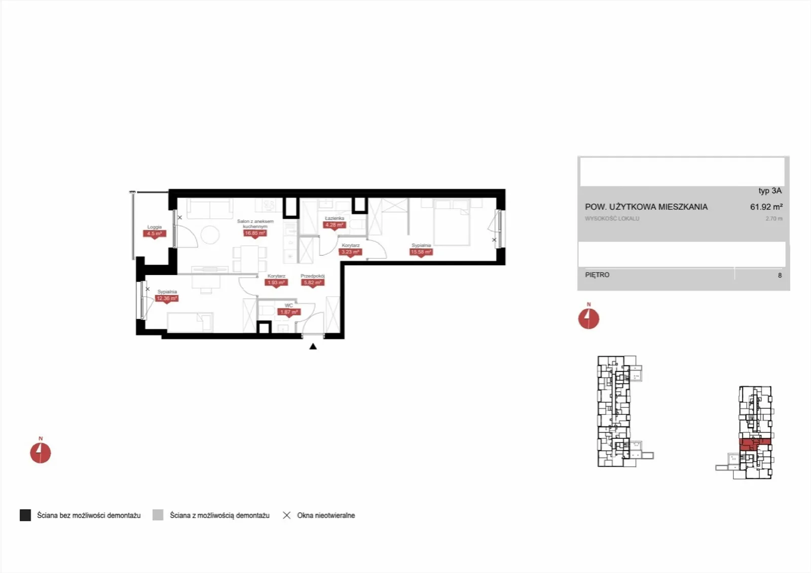 Floor plan: Lokal C1B 87, 3 pok.
