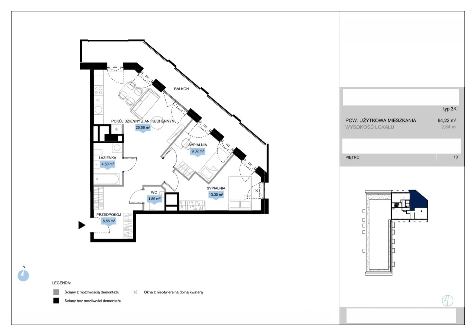 Floor plan: Lokal E3 39, 3 pok.