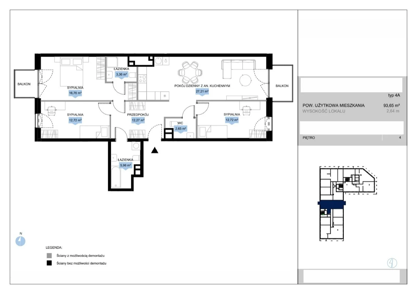 Floor plan: Lokal E1 28, 4 pok.