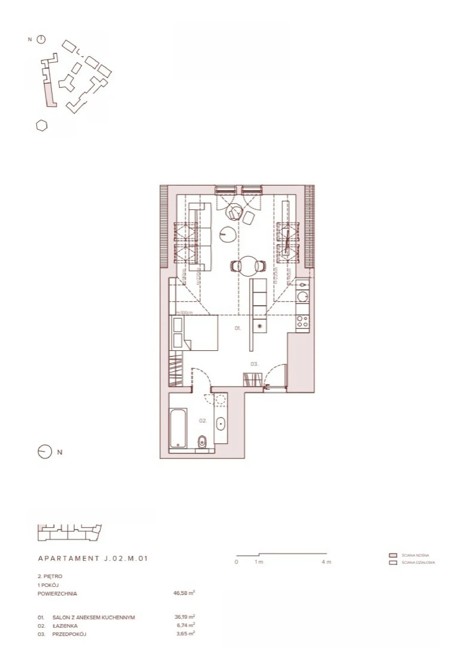 Floor plan: Apartment no. J.02.M.01