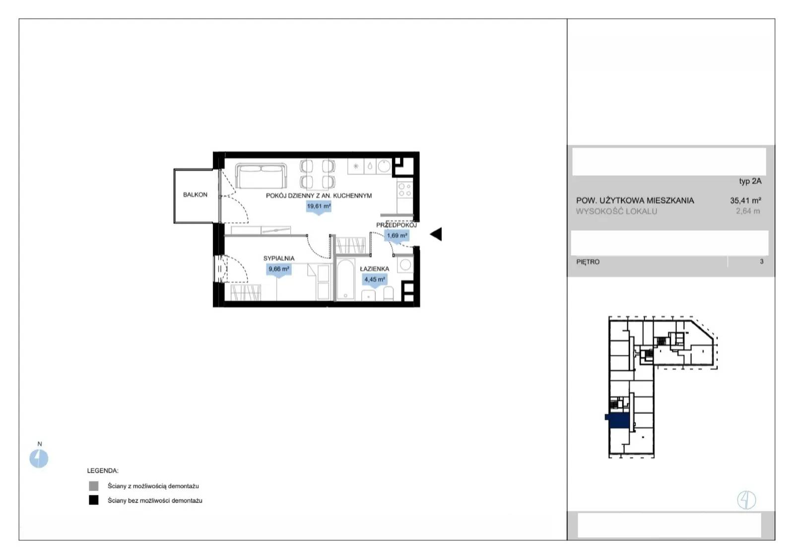 Floor plan: Lokal E1 27, 2 pok.