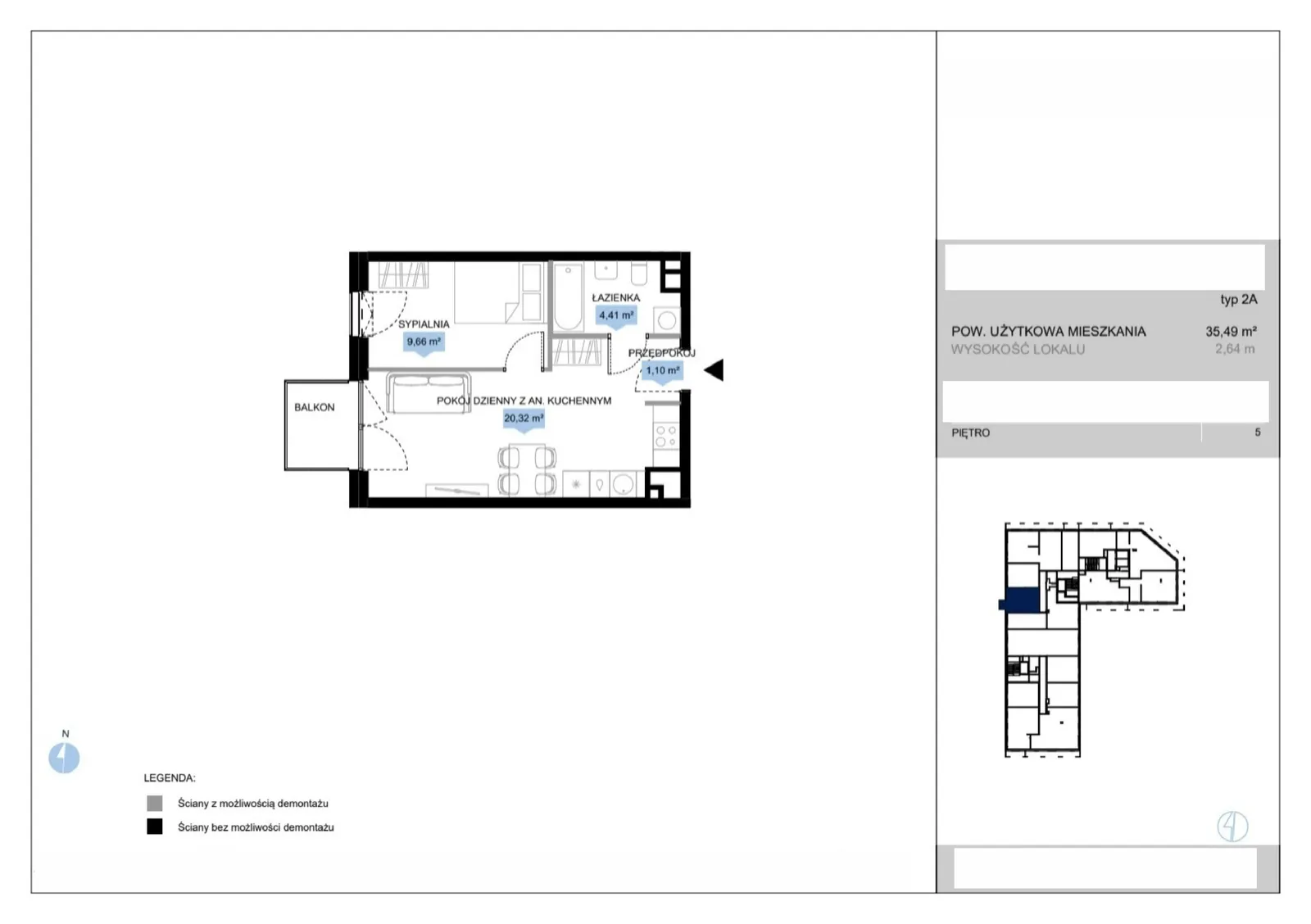 Floor plan: Lokal E2 33, 2 pok.
