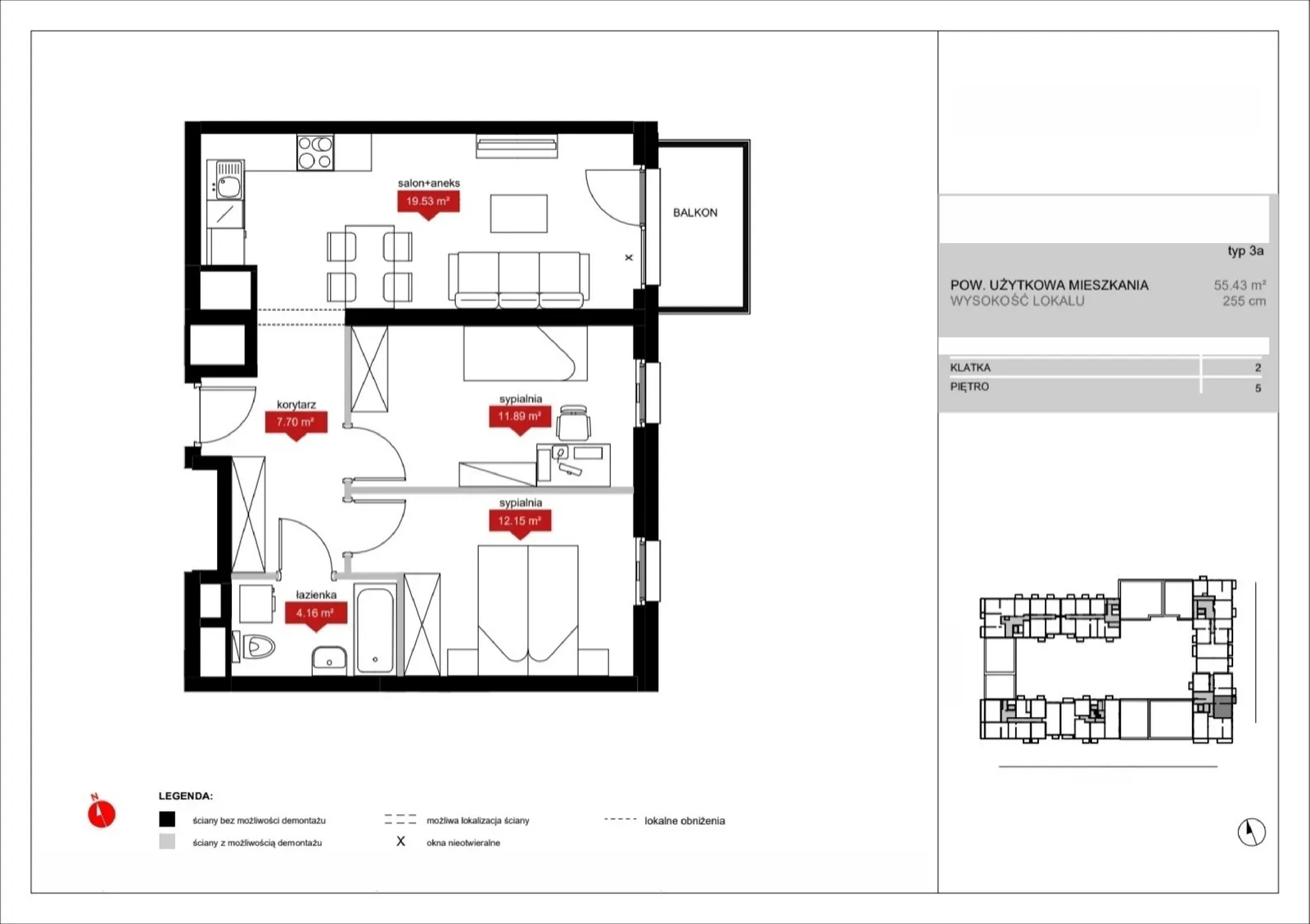 Floor plan: Lokal A2 59, 3 pok.