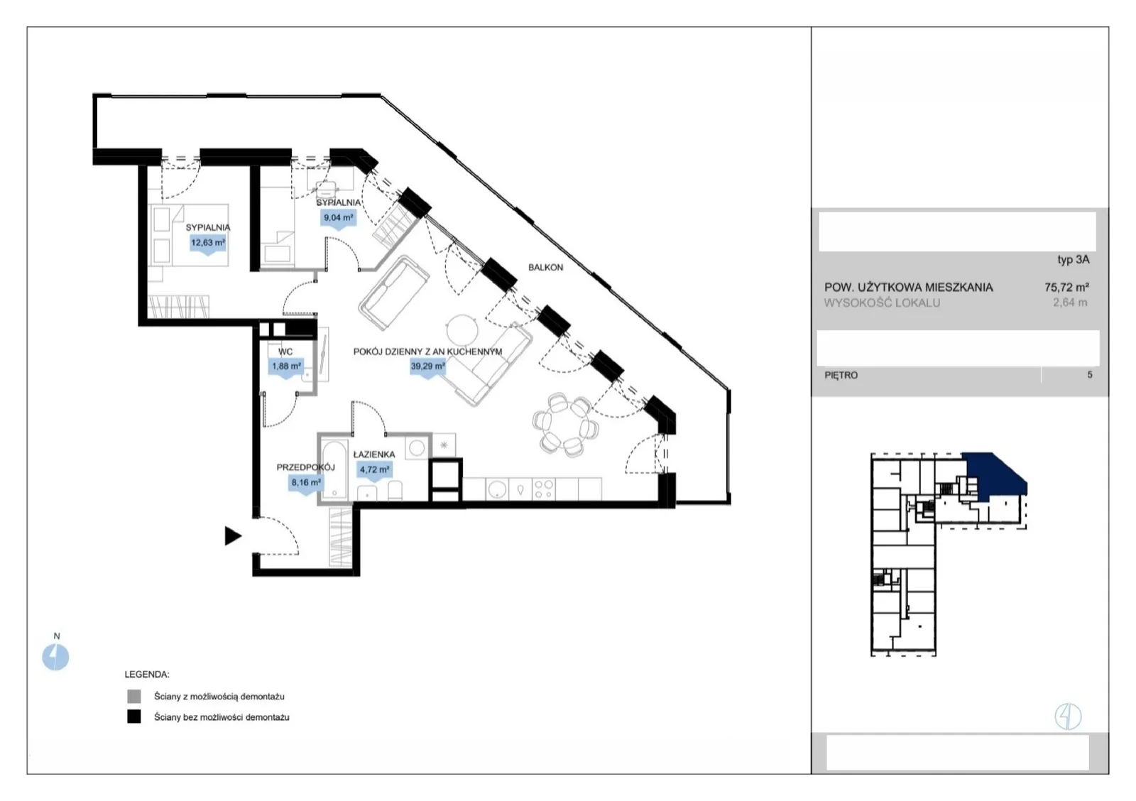 Floor plan: Lokal E3 19, 4 pok.
